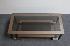 Maison Jansen Maison Jansen Bronze and Smoked Mirror Glass Two Tier Coffee Table - 2985764