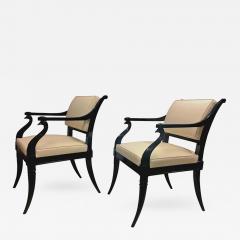 Maison Jansen Maison Jansen Chicest Black Neoclassic Exceptional Pair of Armchairs - 376427