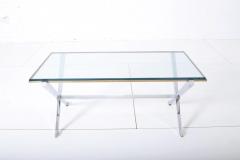 Maison Jansen Maison Jansen Chrome and Brass X Base Coffee Table - 1773743