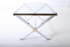 Maison Jansen Maison Jansen Chrome and Brass X Base Coffee Table - 1773745