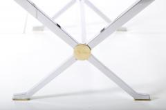 Maison Jansen Maison Jansen Chrome and Brass X Base Coffee Table - 1773746