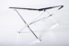 Maison Jansen Maison Jansen Chrome and Brass X Base Coffee Table - 1773747
