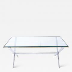 Maison Jansen Maison Jansen Chrome and Brass X Base Coffee Table - 1773965