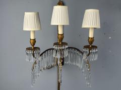 Maison Jansen Maison Jansen Feather Form Wall Sconces Crystal Bronze France 1940s - 4485478