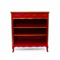 Maison Jansen Maison Jansen French Louis XV Style Red Lacquered Gilt Trimmed Bookcase - 4700246