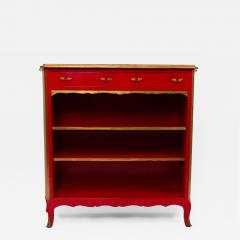 Maison Jansen Maison Jansen French Louis XV Style Red Lacquered Gilt Trimmed Bookcase - 4700254