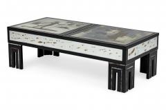 Maison Jansen Maison Jansen French Mid Century Black Lacquer and Eglomise Low Table - 4279872
