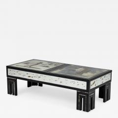 Maison Jansen Maison Jansen French Mid Century Black Lacquer and Eglomise Low Table - 4307162