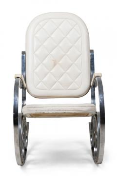 Maison Jansen Maison Jansen French Polished Nickel and White Leather Rocking Armchair - 4274940