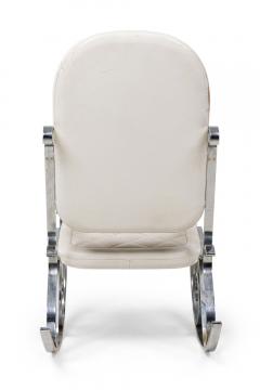 Maison Jansen Maison Jansen French Polished Nickel and White Leather Rocking Armchair - 4274943