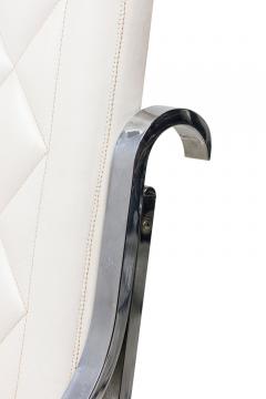 Maison Jansen Maison Jansen French Polished Nickel and White Leather Rocking Armchair - 4274944