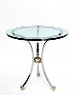 Maison Jansen Maison Jansen Glass Chrome Brass Side Tables in Neoclassical Style - 683776