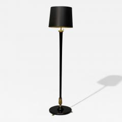 Maison Jansen Maison Jansen Hollywood Regency Floor Lamp Black Lacquer Brass France 1940s - 3957268