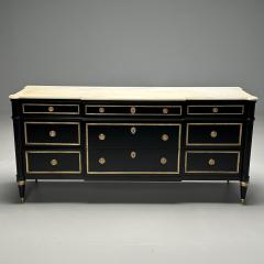 Maison Jansen Maison Jansen Hollywood Regency Large Commode Black Wood Marble 1940s - 3666853