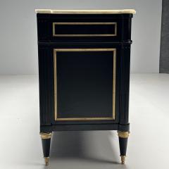 Maison Jansen Maison Jansen Hollywood Regency Large Commode Black Wood Marble 1940s - 3666857