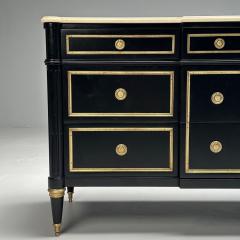 Maison Jansen Maison Jansen Hollywood Regency Large Commode Black Wood Marble 1940s - 3666858