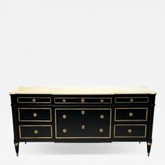 Maison Jansen Maison Jansen Hollywood Regency Large Commode Black Wood Marble 1940s - 3667451