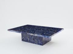 Maison Jansen Maison Jansen Lapis Lazuli marquetry coffee table 1970 - 4011943