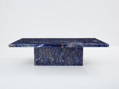 Maison Jansen Maison Jansen Lapis Lazuli marquetry coffee table 1970 - 4011947