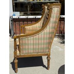 Maison Jansen Maison Jansen Louis XVI Style Bergere Chair W Silk Upholstery - 4264795