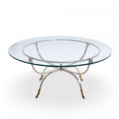 Maison Jansen Maison Jansen Mid Century Round Rams Head Glass Top Coffee Table - 4501398