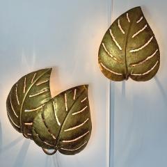 Maison Jansen Maison Jansen Monstera double leaf wall lights 1970s - 3030843