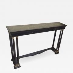 Maison Jansen Maison Jansen Neo Empire Style Black Lacquered Console with Bronze Marble Top - 606486