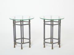 Maison Jansen Maison Jansen Neoclassical pair of gunmetal brass gueridons 1970s - 2934629