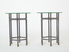 Maison Jansen Maison Jansen Neoclassical pair of gunmetal brass gueridons 1970s - 2934633