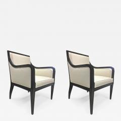 Maison Jansen Maison Jansen Pair of Chicest Black Arm Chair Covered in Silk Canvas - 629203