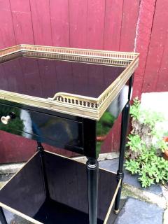 Maison Jansen Maison Jansen Pair of Two Tier Neoclassic Side Table with Gold Adorn Leather Top - 374829