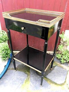 Maison Jansen Maison Jansen Pair of Two Tier Neoclassic Side Table with Gold Adorn Leather Top - 374844