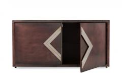 Maison Jansen Maison Jansen Red Copper Patinated Brass Credenza With Diamond Door Handle - 843519