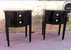 Maison Jansen Maison Jansen Refined Pair of Black Lacquered Bedsides or Side Tables - 3363355