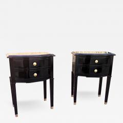 Maison Jansen Maison Jansen Refined Pair of Black Lacquered Bedsides or Side Tables - 3364479