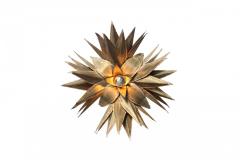 Maison Jansen Maison Jansen Star Shaped Palm Tree Style Brass Sconce 1970s - 984310