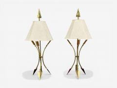 Maison Jansen Maison Jansen Style Arrow Motif Table Lamps Bronze France 1970s - 4537190