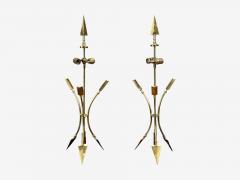 Maison Jansen Maison Jansen Style Arrow Motif Table Lamps Bronze France 1970s - 4537193