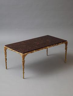 Maison Jansen Maison Jansen Style Gilt Bronze Leather Top Low Table c 1960 - 4747910