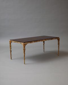 Maison Jansen Maison Jansen Style Gilt Bronze Leather Top Low Table c 1960 - 4747911