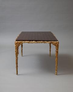 Maison Jansen Maison Jansen Style Gilt Bronze Leather Top Low Table c 1960 - 4747912