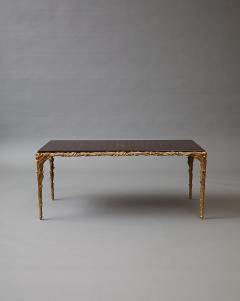 Maison Jansen Maison Jansen Style Gilt Bronze Leather Top Low Table c 1960 - 4747916