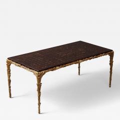 Maison Jansen Maison Jansen Style Gilt Bronze Leather Top Low Table c 1960 - 4748161