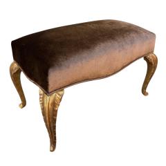 Maison Jansen Maison Jansen Style Giltwood Palm Leaf Bench Silk Velvet - 4523580