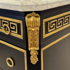 Maison Jansen Maison Jansen Style Hollywood Regency Black Commodes Greek Key Marble Bronze - 3596439