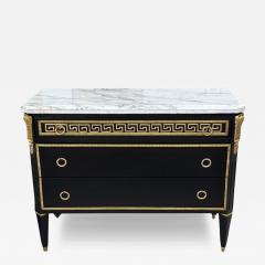 Maison Jansen Maison Jansen Style Hollywood Regency Black Commodes Greek Key Marble Bronze - 3600817