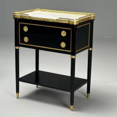 Maison Jansen Maison Jansen Style Hollywood Regency Brass Marble Ebonized Nightstands - 4306869