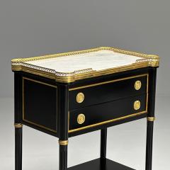 Maison Jansen Maison Jansen Style Hollywood Regency Brass Marble Ebonized Nightstands - 4306870