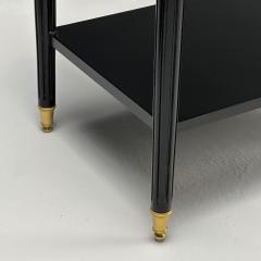 Maison Jansen Maison Jansen Style Hollywood Regency Brass Marble Ebonized Nightstands - 4306872
