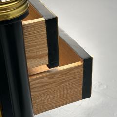 Maison Jansen Maison Jansen Style Hollywood Regency Brass Marble Ebonized Nightstands - 4306874